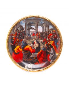 Talerz dekoracyjny ze sceną Adoracji Dzieciątka według Lippi Filippino, XX/XXI w. - pic 1