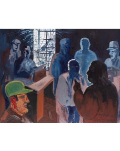 Edward Dwurnik, "Przesłuchanie (inscenizacja teatralna)" z cyklu "Sportowcy", 1991 - pic 1