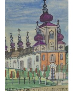 Nikifor Krynicki, Widok na kościół, 1 poł. XX w. - pic 1