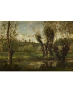 Autor nierozpoznany (II poł. XIX wieku) w typie Jean-Babtiste-Camille Corota, Letni pejzaż z rzeką, XIX w. - pic 1