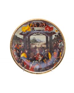 Talerz dekoracyjny ze sceną Adoracji Dzieciątka wg Domenico Ghirlandaio, XX/XXI w. - pic 1