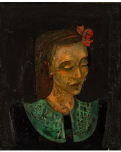 Joseph Pressmane, "Kobieta z zielonym kołnierzem" ("Femme col vert"), XX w. - pic 1