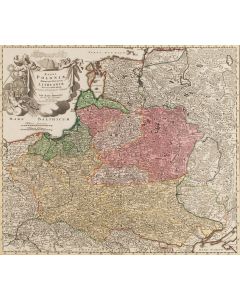 Johann Baptist Homann, Mapa ziem Rzeczpospolitej (Regni Poloniae Magnique Ducatus Lithuaniae), 1729 - pic 1