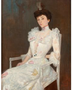 Stanisław Poraj-Pstrokoński, Portret damy w białej sukni, 1899 - pic 1