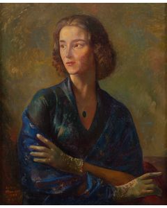 Antoni Michalak, Portret kobiety z kobaltowym szalem, 1959 - pic 1