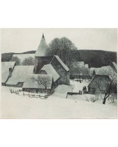Franz Heiken, Zimowy pejzaż wiejski, 1 poł. XX w. - pic 1