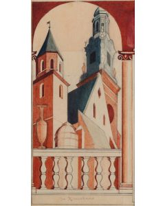 Jan Kaczmarkiewicz, Pejzaż architektoniczny (Wawel), 1 poł. XX w. - pic 1