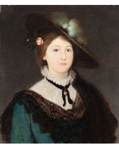 Maurycy Gottlieb, Portret młodej kobiety w kapeluszu, 1879 - pic 1