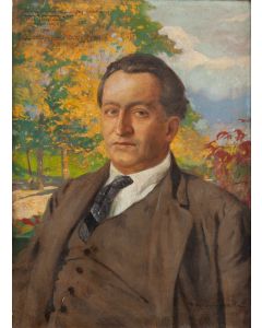 Feliks Michał Wygrzywalski, Portret mężczyzny na tle jesiennego pejzażu, 1929 - pic 1