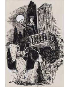 Jerzy Flisak, "Ofelia i Hamlet", projekt ilustracji do "Szpilek", lata 60. XX wieku - pic 1