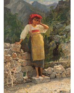Pantaleon Szyndler, "Szczęśliwa pasterka z Picinisco w okolicach Neapolu", 1883 - pic 1