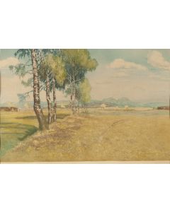Friedrich Iwan, Pejzaż z brzozą, 2 poł. XX w. - pic 1