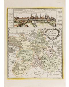 Johann David Schleuen, Mapa Księstwa Legnickiego z panoramą Legnicy ("Special Carte des Fürstenthums Liegnitz in Nieder Schlesien"), 1741 - pic 1