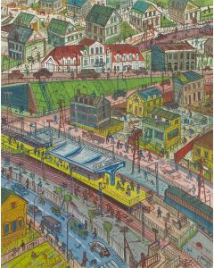 Edward Dwurnik, "Miasteczko Wawer" z cyklu "Podróże autostopem", 1974 - pic 1