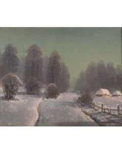 Wiktor Korecki, Pejzaż zimowy z chatami - pic 1