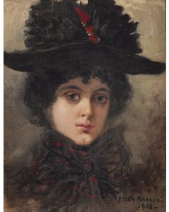 Józef Rapacki, Portret kobiety w kapeluszu, 1903 - pic 1