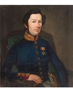 Autor nierozpoznany (XIX/XX w.), Portret mężczyzny w granatowym mundurze, XIX/XX w. - pic 1