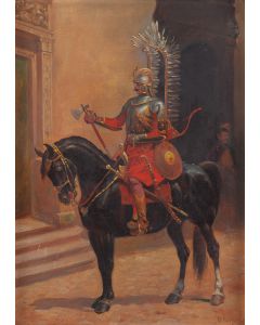 Wacław Pawliszak, Husarz na dziedzińcu, XIX/XX w. - pic 1