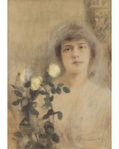 Teodor Axentowicz, Portret kobiety z różami, XIX/XX w. - pic 1