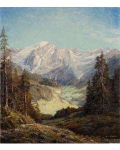 Otto Pippel, Alpine landscape from the Einödsbach area ("Bei Einödsbach Allgäuer"), 1 poł. XX w. - pic 1