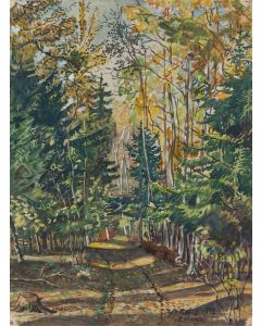 Stanisław Rolicz, Pejzaż leśny (recto) / Jesienne drzewa (verso), 1942 - pic 1