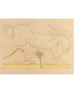 Salvador Dalí, "Konik i wilk" z cyklu "Les Bestaire de la Fontaine Dalinise", 1971 - pic 1