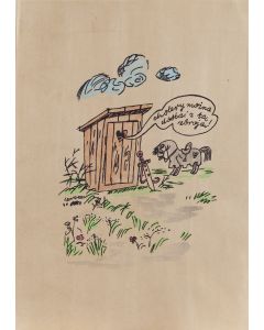 Zbigniew Lengren, "Cholery można dostać z tą zbroją!", ilustracja satyryczna, 1948 - pic 1