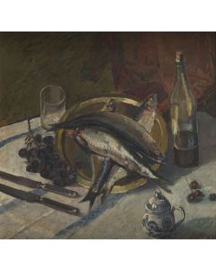 Wilk (Wilhelm) Ossecki, Martwa natura z rybami i winogronami, 1938 - pic 1