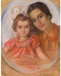 Józef Kidoń, Portret Pani Kwaśniewskiej z córką, 1941 - pic 1