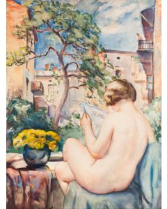 Teodor Grott, "Na balkonie" ("Wiosną", "W oknie (akt)", "Zaczytana w oknie"), 1928 - pic 1