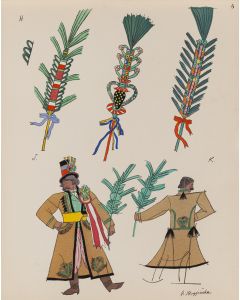 Zofia Stryjeńska, Ślubny strój krakowski i rózgi weselne, plansza VI z teki 'Polish Peasants' Costumes', 1939 - pic 1