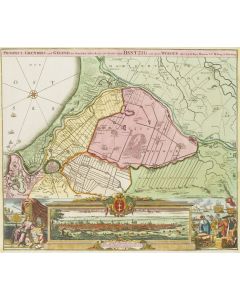 Johann Baptist Homann, Panorama Gdańska i mapa okolic, ("Prospect, grundris und gegend der polnischen vesten Reichs...") , 1720 - pic 1