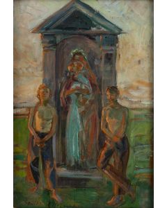 Wlastimil Hofman, Madonna z Dzieciątkiem w wiejskiej kapliczce, 1908 - pic 1
