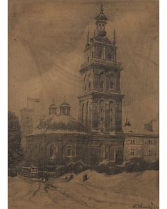 Odo Dobrowolski, Lwów - Cerkiew Wołoska i wieża Korniakta, 1915 - pic 1