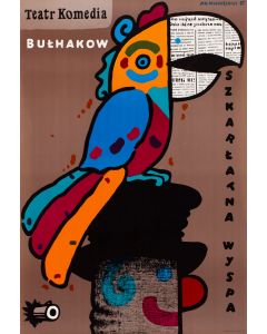 Jan Młodożeniec, Plakat do sztuki "Szkarłatna Wyspa" Michaiła Bułhakowa, Teatr Komedia w Warszawie, 1981 - pic 1