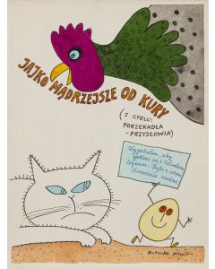 Bohdan Butenko, "Jajko mądrzejsze od kury", ilustracja do czasopisma "Świerszczyk", 2 poł. XX w. - pic 1