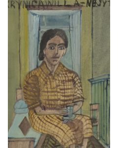 Nikifor Krynicki, Portret kuracjuszki (Portret Elli Banach?), 1957 - pic 1