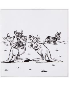 Edward Lutczyn, Kangury i zebry, rysunek satyryczny do kalendarza, 2 poł. XX w. - pic 1