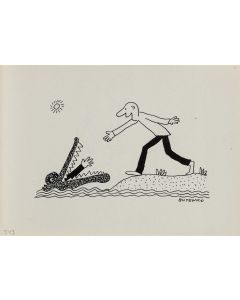 Bohdan Butenko, Pomocna dłoń, ilustracja satyryczna, 2 poł. XX w. - pic 1