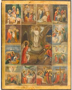, Ikona - Zmartwychwstanie Chrystusa i 12 Świąt Cerkiewnych (Prazdnik) - pic 1