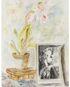 Maja Berezowska, Martwa natura z ryciną "Maria Antonina" według obrazu Élisabeth Vigée Le Brun, 1953, 1953 - pic 1
