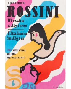 Jan Młodożeniec, Plakat do opery "Włoszka w Algierze" Gioacchino Rossiniego, Państwowa Opera we Wrocławiu, 1986 - pic 1