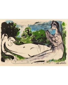 Pablo Picasso, "Femme nue couchée et joueur de flûte" z cyklu "La Flute Double", 1967 - pic 1