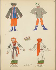 Zofia Stryjeńska, Stroje ludowe ze Lwowa. Plansza XII z teki 'Polish peasants costumes' - pic 1