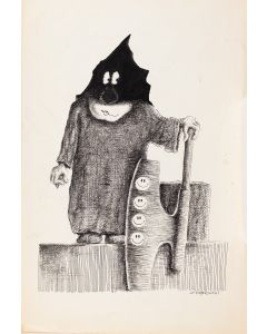 Stanisław Dąbrowski, Kat uśmiechu, ilustracja satyryczna do czasopisma "Karuzela" nr 17, 1975 - pic 1