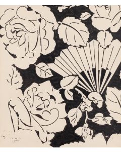 Raoul Dufy, Projekt tkaniny - kwiaty i wachlarze, okres międzywojenny - pic 1