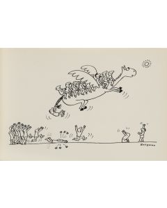 Bohdan Butenko, Lot pegazem, ilustracja satyryczna, 2 poł. XX w. - pic 1