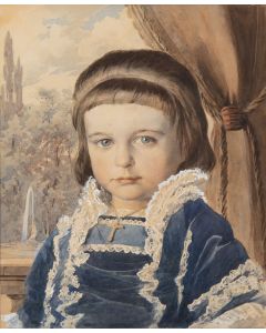 Julian Fałat, Portret dziewczynki w niebieskiej sukience, 1879 - pic 1