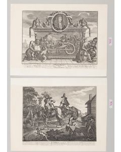 William Hogarth, "Frontispiece and Its Explanation" i "Sir Hudibras His Passing Worth the Manner How He Sallyed Forth" 2 ryciny z cyklu "Hudibras", 1725-1726 - pic 1