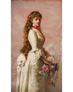 Paweł Merwart, Paryżanka. Portret dziewczyny z koszem kwiatów, przed 1902 - pic 1